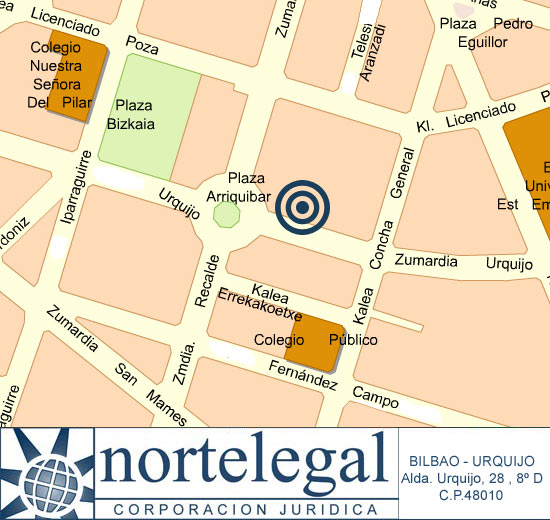 Nortelegal – BILBAO – URQUIJO. Alameda de Urquijo, 28 - 8º D. Junto a la plaza de Arriquibar. Código postal 48010 Bilbao